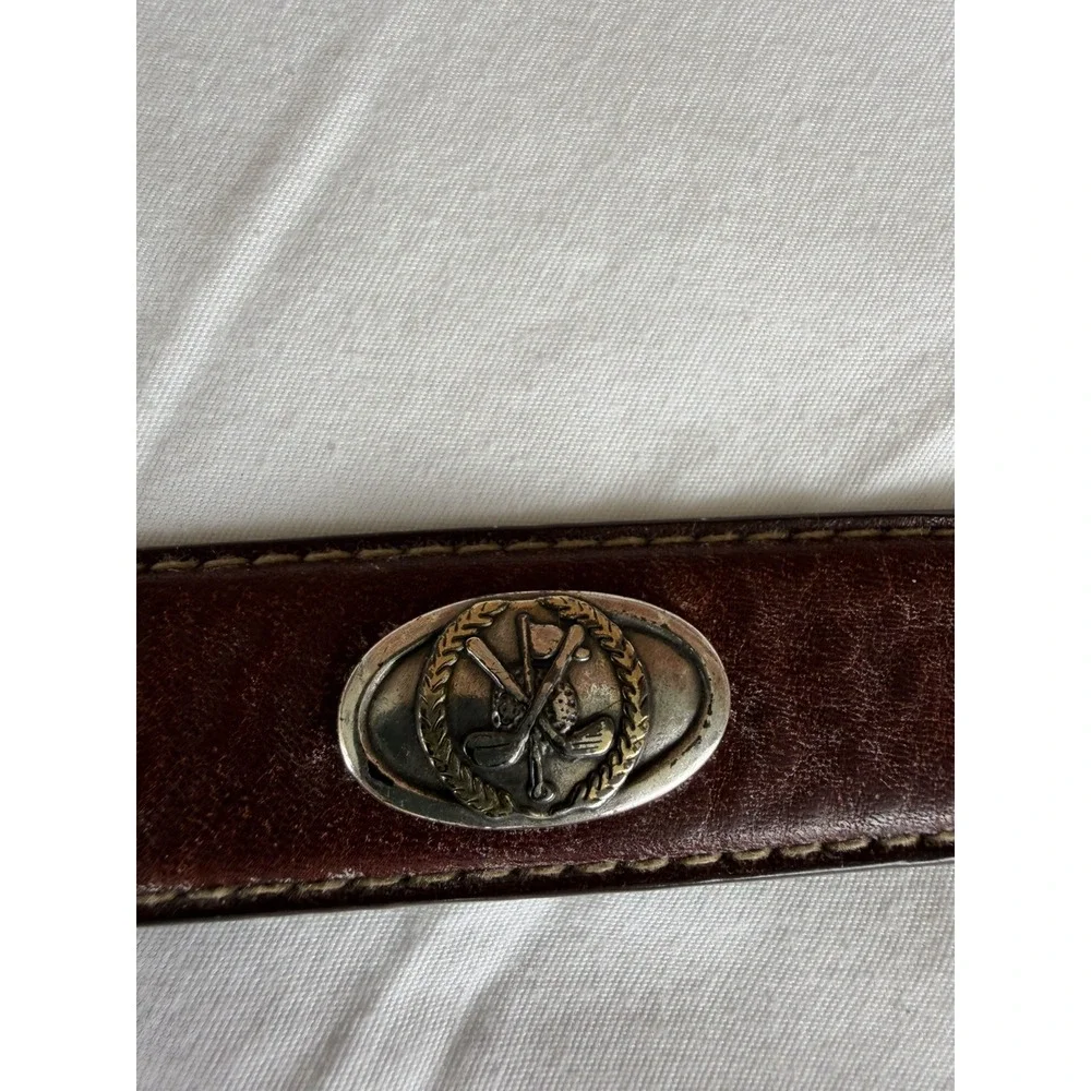 Vintage Italian Leather Belt Brown Metal Tip 1-1/4